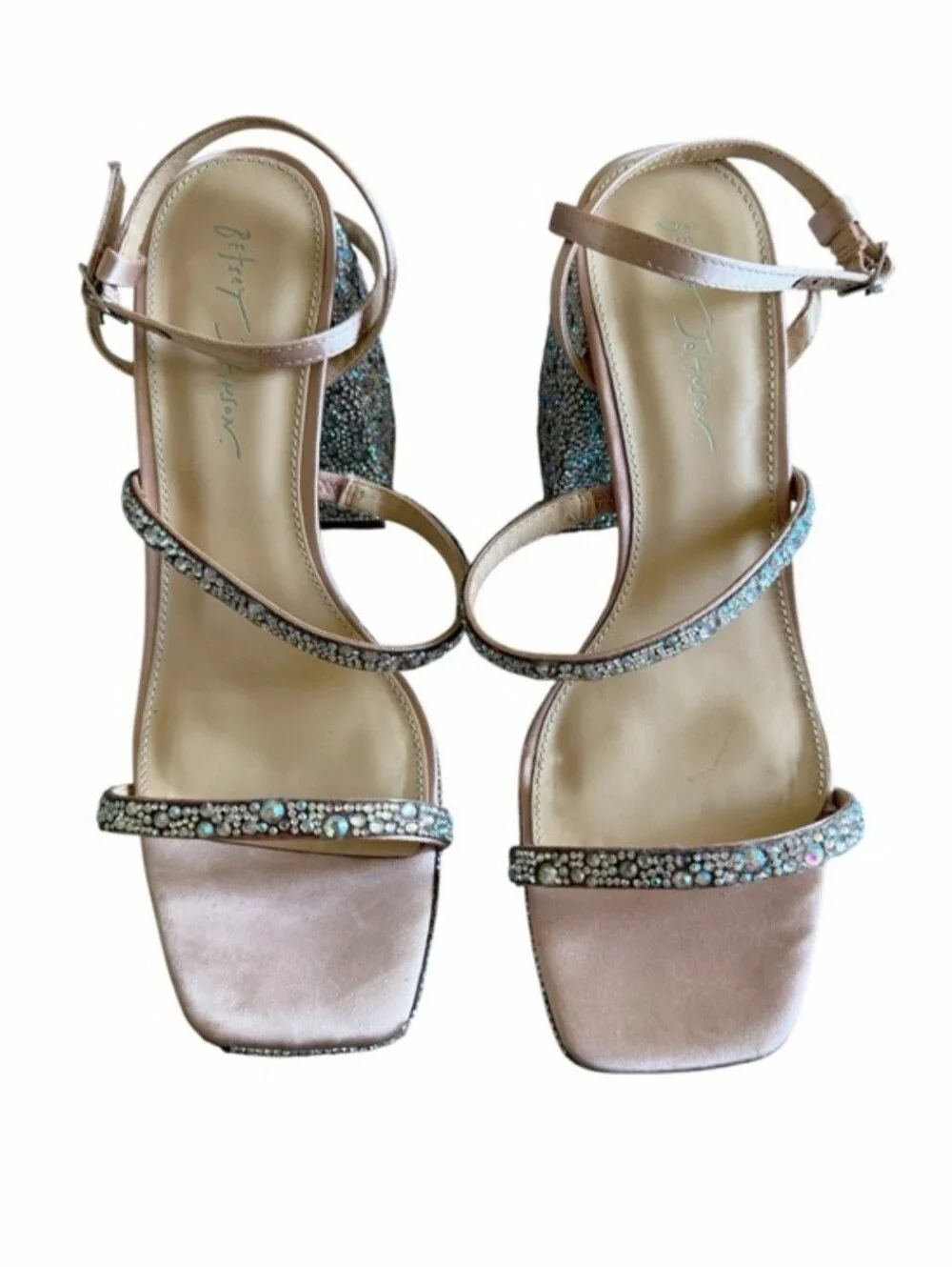 Betsey Johnson Denni Rhinestone Platform Heels Bridal Bedazzled Size 9.5 - Picture 3 of 8